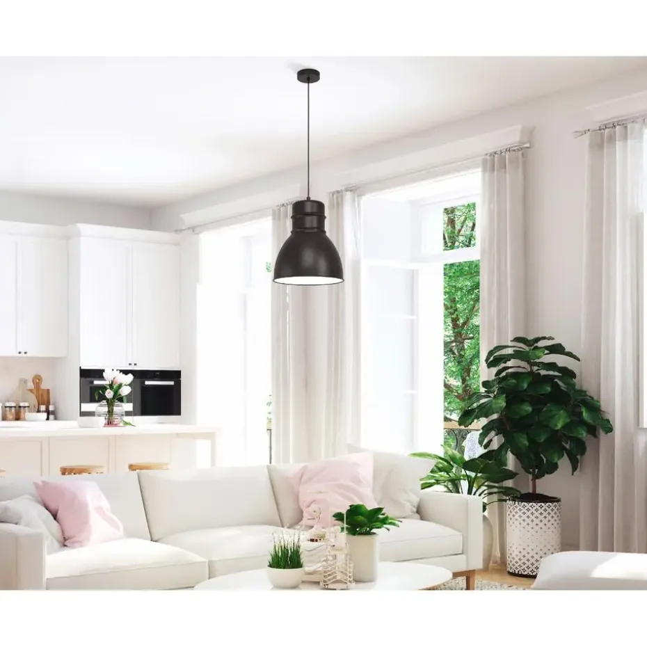 EGLOEburyHanglamp-E27-Ø38cm-Zwart/Wit