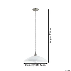 EGLOLazolo-Hanglamp-1Lichts-Ø420mm.-Nikkel-Mat-WitGelakt