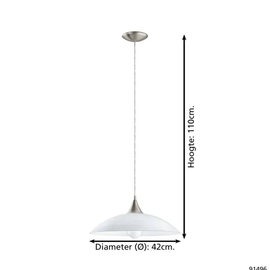 EGLOLazolo-Hanglamp-1Lichts-Ø420mm.-Nikkel-Mat-WitGelakt