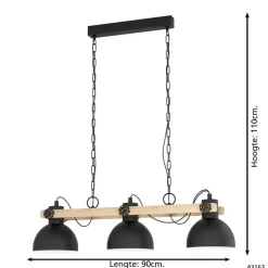 EGLOLubenhamHanglamp-E27-90cm-Zwart/Bruin