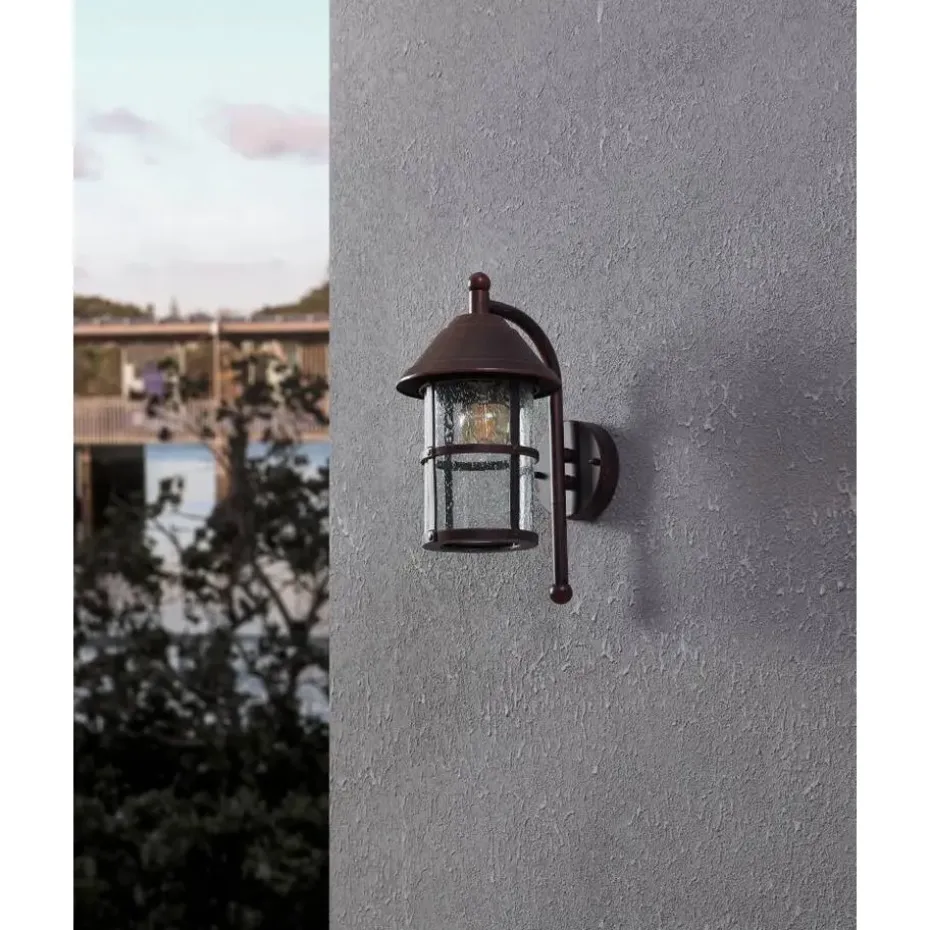 EGLOSanTelmo-Buitenverlichting-Wandlamp-Antiek-Bruin-Helder