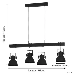 EGLOShirebrookHanglamp-E27-100cm-Zwart