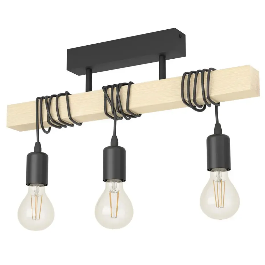 EGLOTownshendPlafondlamp-E27-55cm-Zwart/Bruin