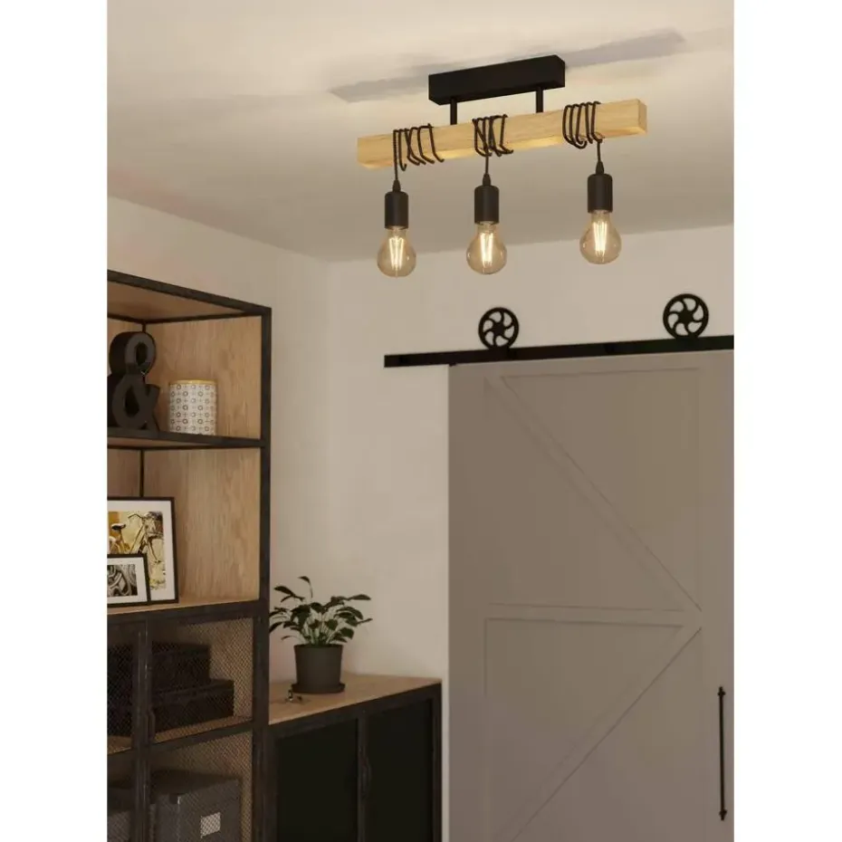EGLOTownshendPlafondlamp-E27-55cm-Zwart/Bruin