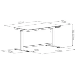Elektrisch verstelbaar bureau / thuiswerkplek - 140x70 cm - Whitewash eiken - Z