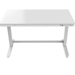 Elektrisch verstelbaar bureau / thuiswerkplek - 120x60 cm - Glas wit