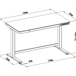 Elektrisch verstelbaar bureau / thuiswerkplek - 120x60 cm - Glas wit