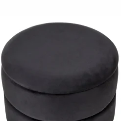 ELGIN - Poef - Zwart - 37 cm - Fluweel