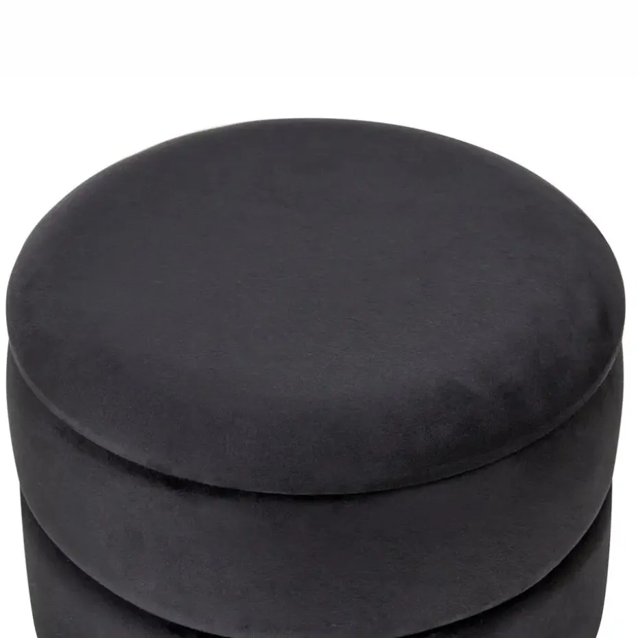 ELGIN - Poef - Zwart - 37 cm - Fluweel