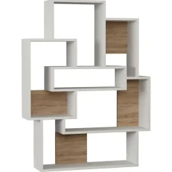 Emob Boekenplank Woody Fashion - 101 x 22 x 132 cm - Eiken-wit-design