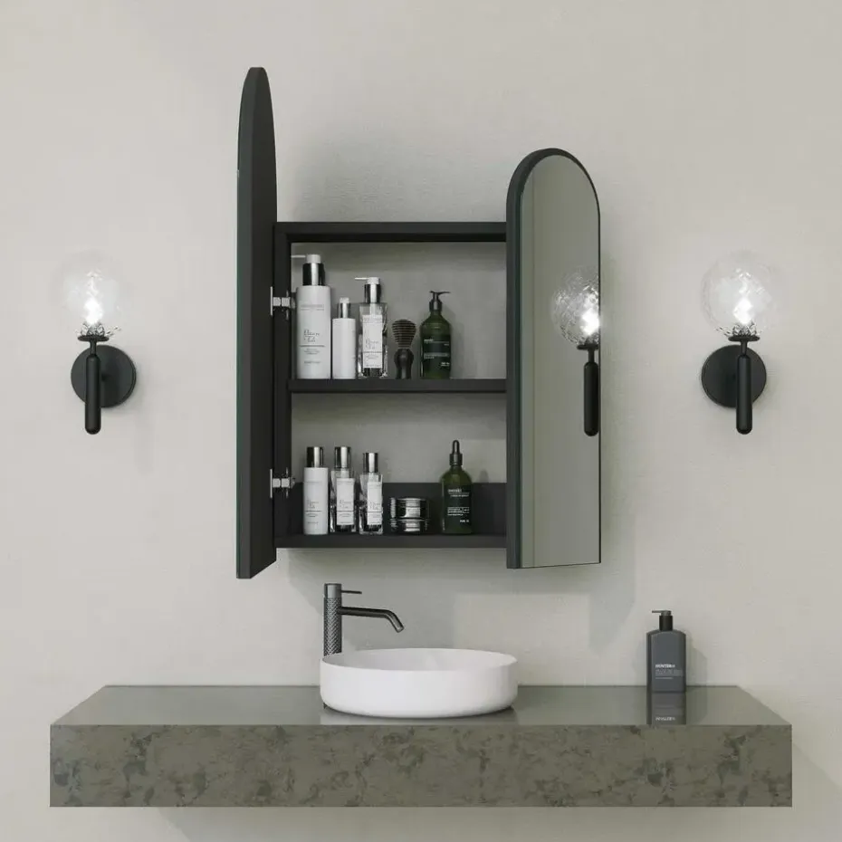 Emob Houten Zwart Badkamerkastje - 100% MDF - 45 cm Hoogte
