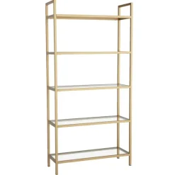 Emob Locelso Boekenplank - Gehard Glas - Metalen Frame - Goud
