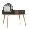 Emob Make-uptafel Woody Fashion - 120 x 60 x 96 cm - Walnut Anthracite-design