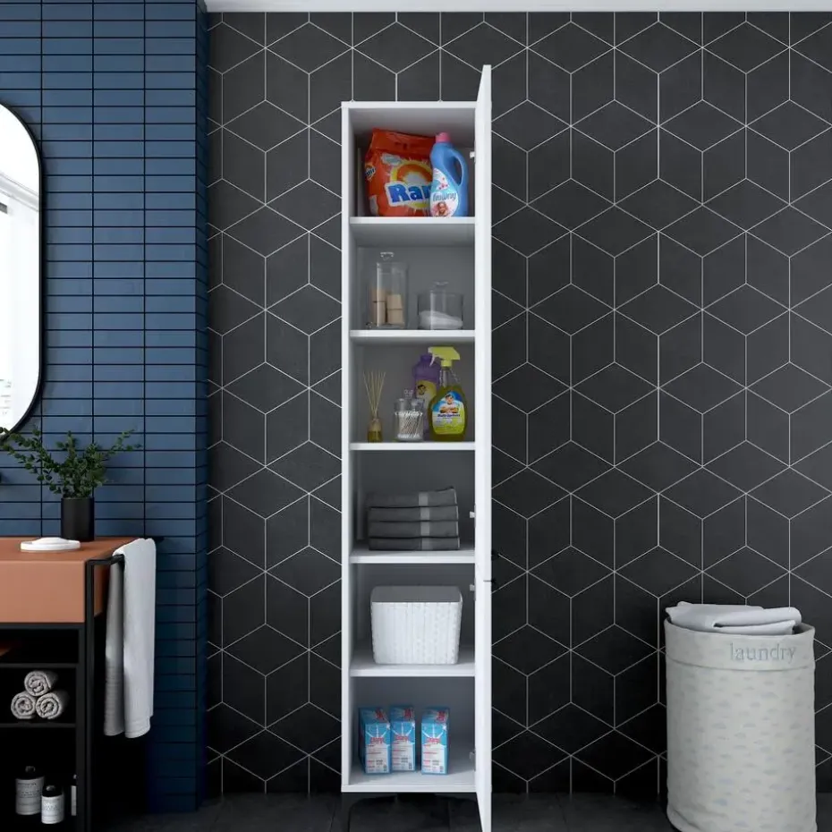 Emob Multifunctionele kast Woody Fashion - 40 x 40 x 199 cm - Wit