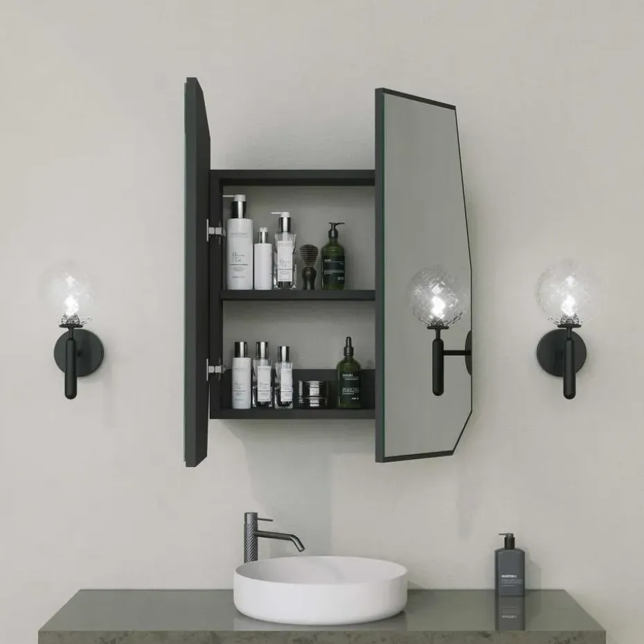 Emob Spiegelkast Woody Fashion - 50 x 12 x 45 cm - Zwart