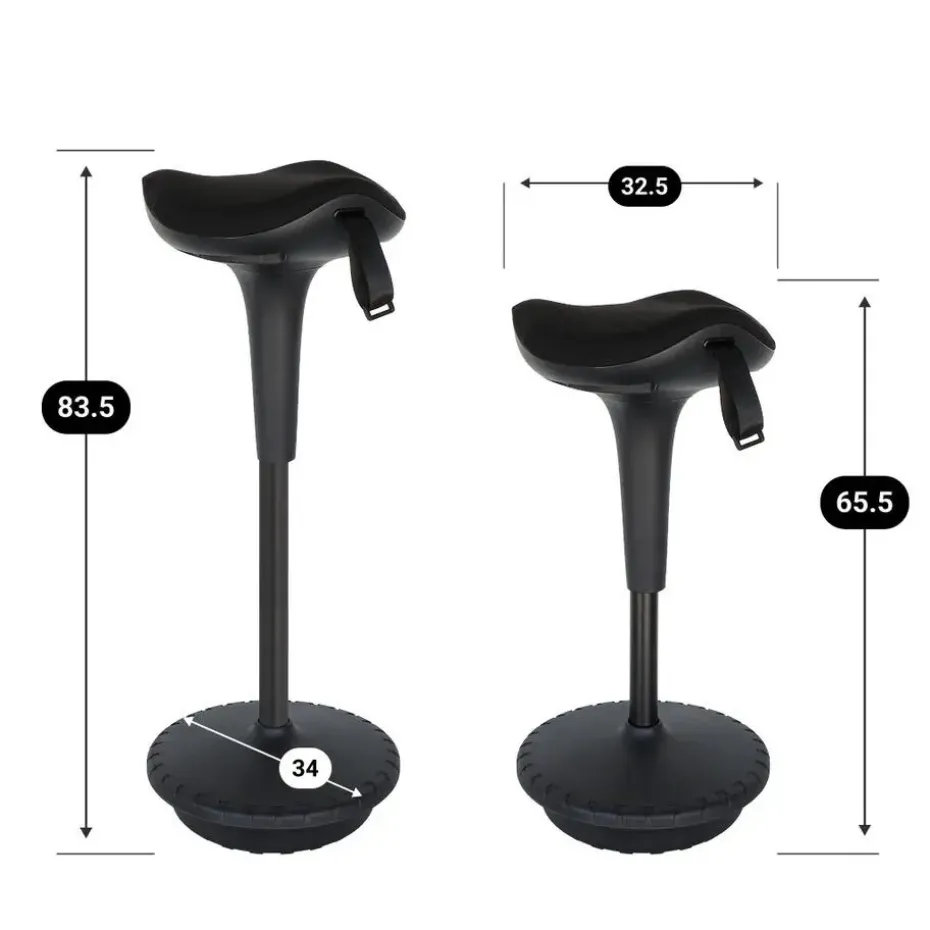Ergonomische zit-sta kruk / wiebelkruk Ergo - Zwart