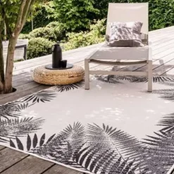 Eva Interior Buitenkleed - Leaf - Zwart - 160x230 cm