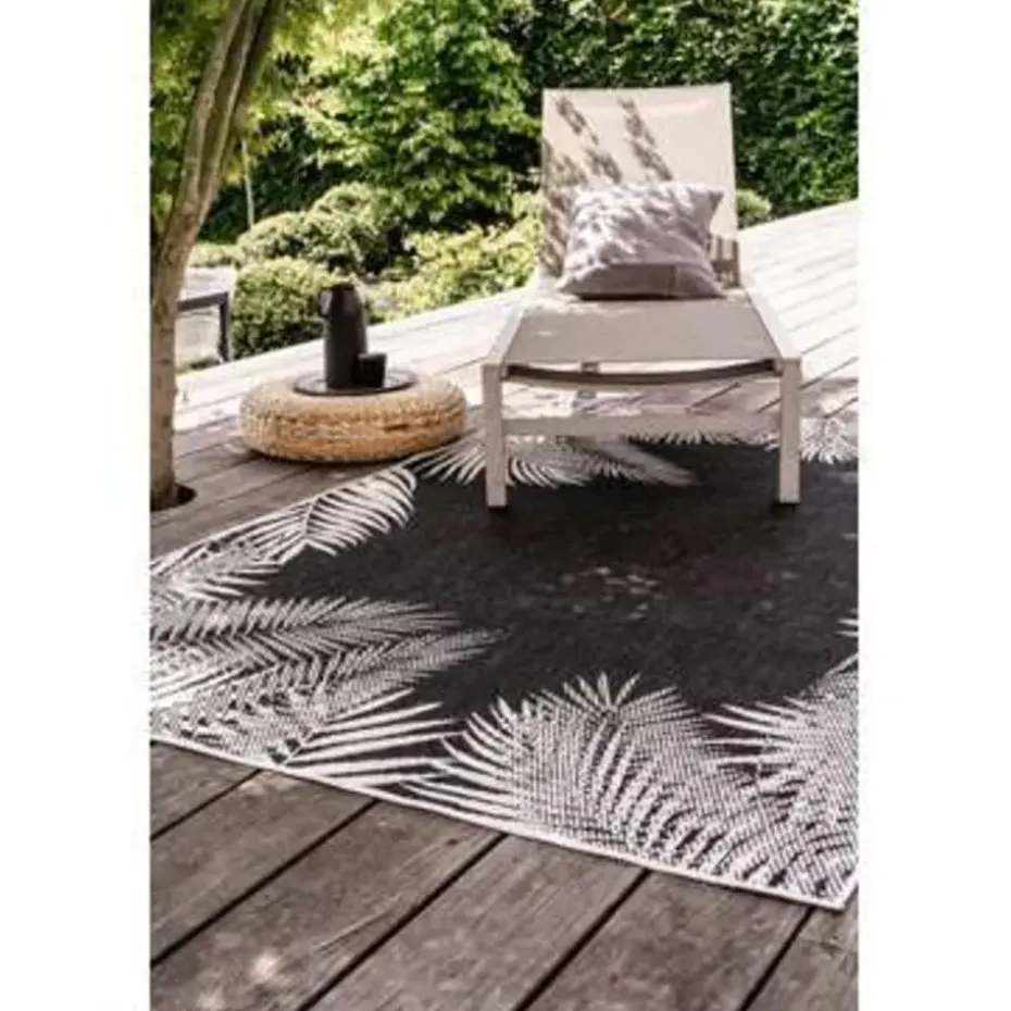 Eva Interior Buitenkleed - Leaf - Zwart - 160x230 cm