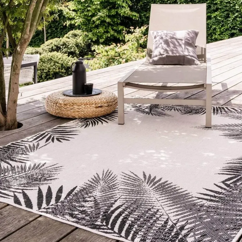 Eva Interior Buitenkleed - Leaf - Zwart - 160x230 cm