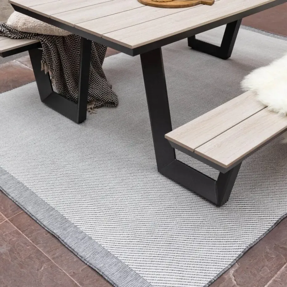 Eva Interior Buitenkleed Border grijs/wit - 340 x 240 cm