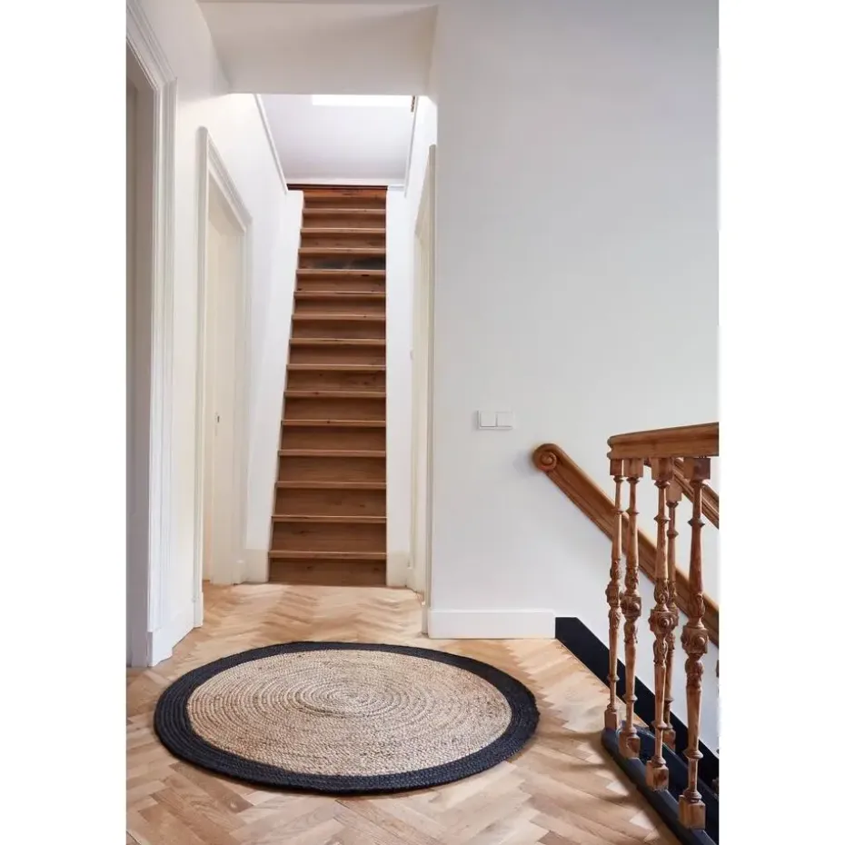 EVA Interior Vloerkleed Jute Rond - Naturel/Antraciet - 160 Ø