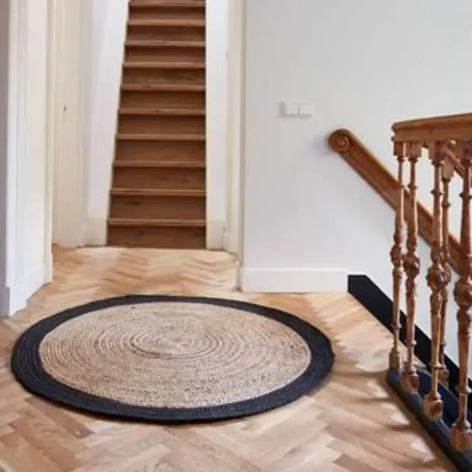 EVA Interior Vloerkleed Jute Rond - Naturel/Antraciet - 180 Ø
