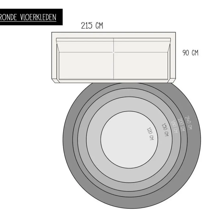 EVA Interior Vloerkleed Jute Rond - Naturel/Groen - 160 Ø