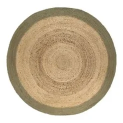 EVA Interior Vloerkleed Jute Rond - Naturel/Groen - 120 Ø