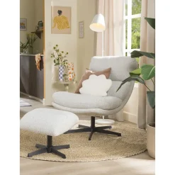 Fauteuil Bobbi incl. hocker - greige