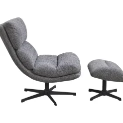 Fauteuil Bobbi incl. hocker - antraciet
