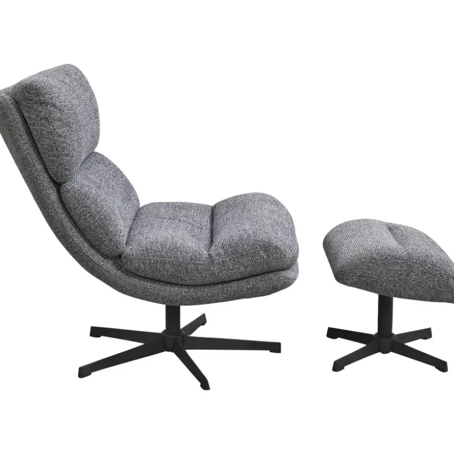 Fauteuil Bobbi incl. hocker - antraciet