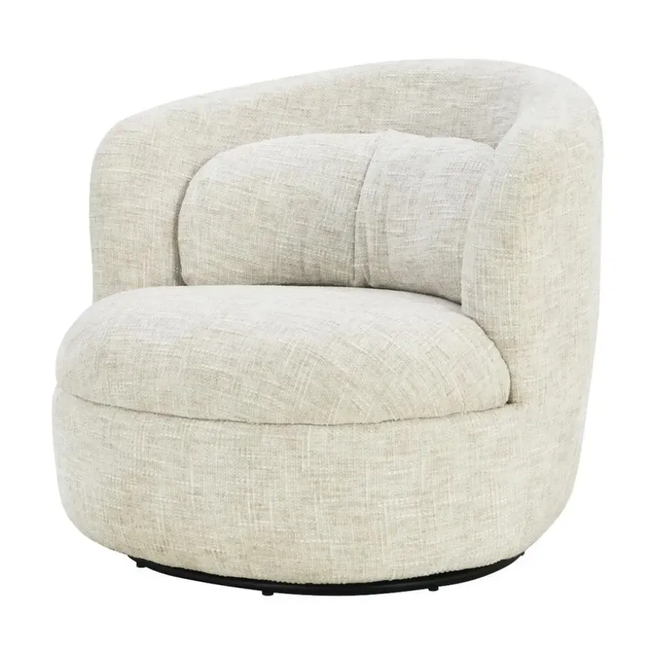 Fauteuil Crème Stof/Staal - Draaibaar - 85x84x76cm - Britt
