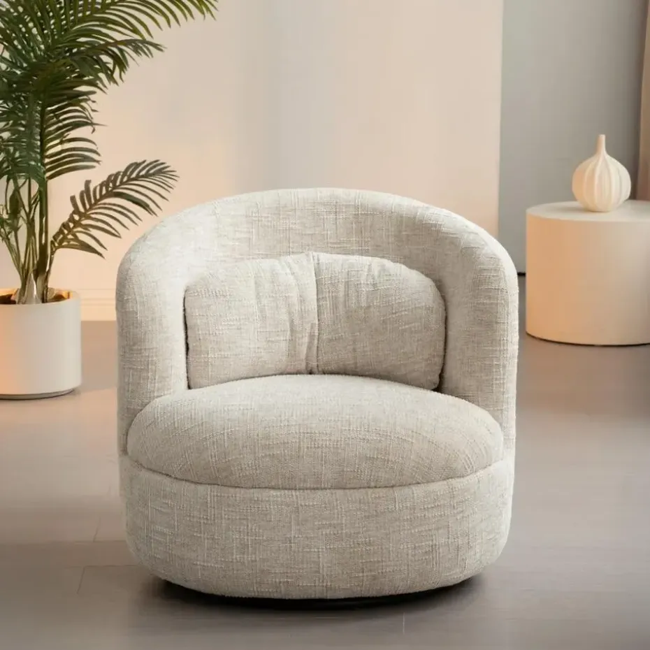 Fauteuil Crème Stof/Staal - Draaibaar - 85x84x76cm - Britt