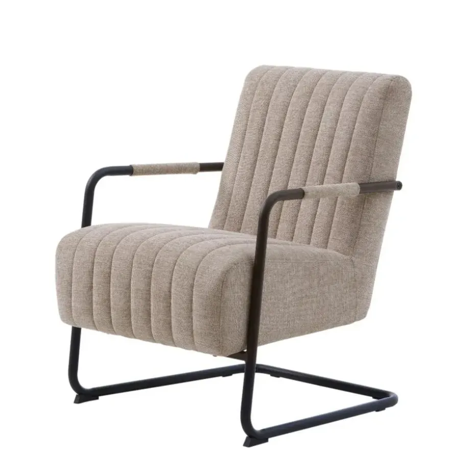 Fauteuil Stof/Metaal Zandkleur - Incl. Armleuning - Trout - Set van 2