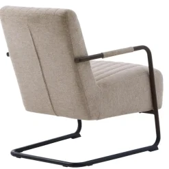 Fauteuil Stof/Metaal Zandkleur - Incl. Armleuning - Trout - Set van 2