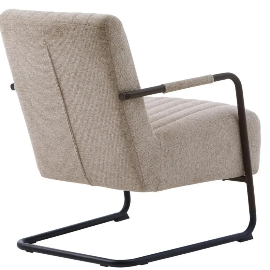 Fauteuil Stof/Metaal Zandkleur - Incl. Armleuning - Trout - Set van 2