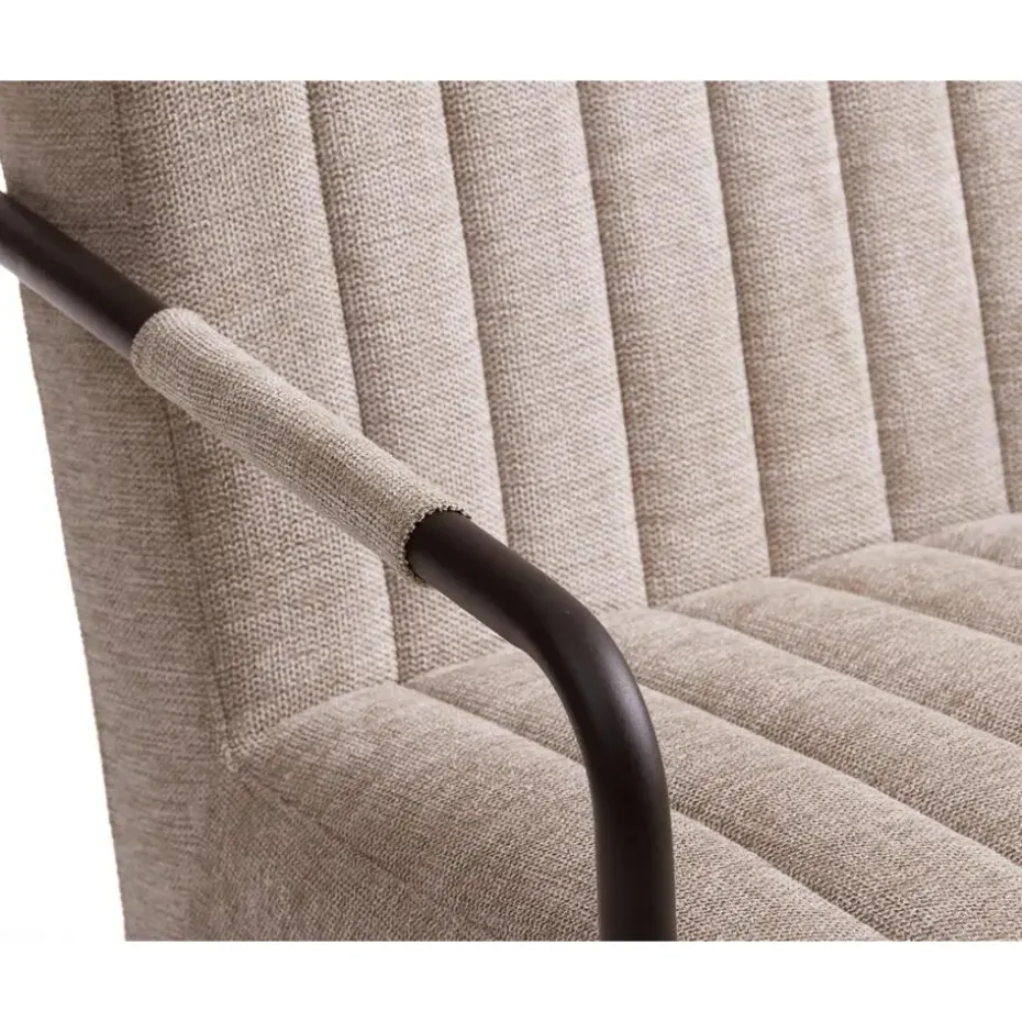 Fauteuil Stof/Metaal Zandkleur - Incl. Armleuning - Trout - Set van 2