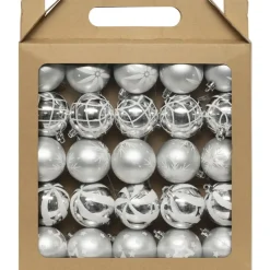 Feeric Christmas kerstballen - 25x - 6cm - zilver/wit