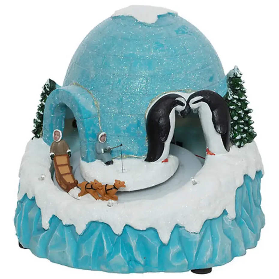 Feeric Christmas Kerstdorp iglo -muziek en licht -19 x 17 x 21 cm