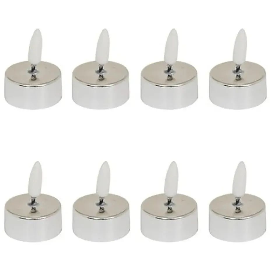 Feeric Lights & Christmas LED theelichtjes - 8x - zilver - 5,5 cm