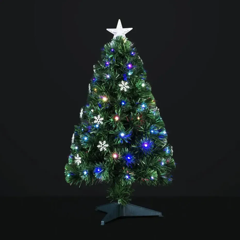 Feeric Lights Fiber kerstboom- met licht/piek - 90 cm - 74 leds