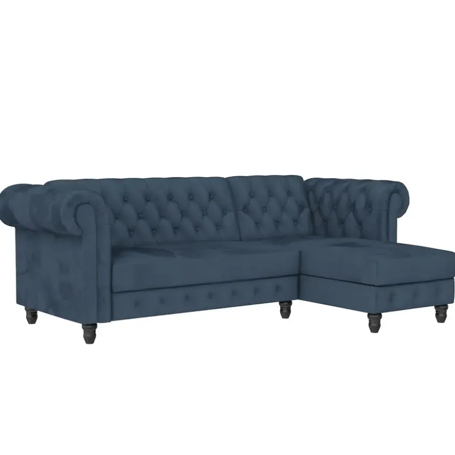 Felix - 3-zits slaapbank in blauw fluweel