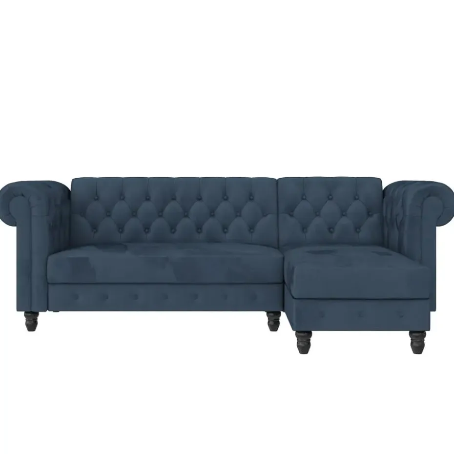 Felix - 3-zits slaapbank in blauw fluweel