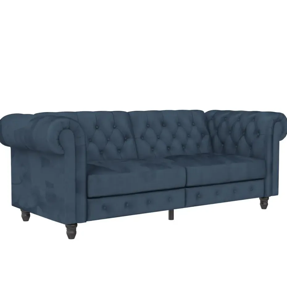 Felix - 3-zits slaapbank in blauw fluweel