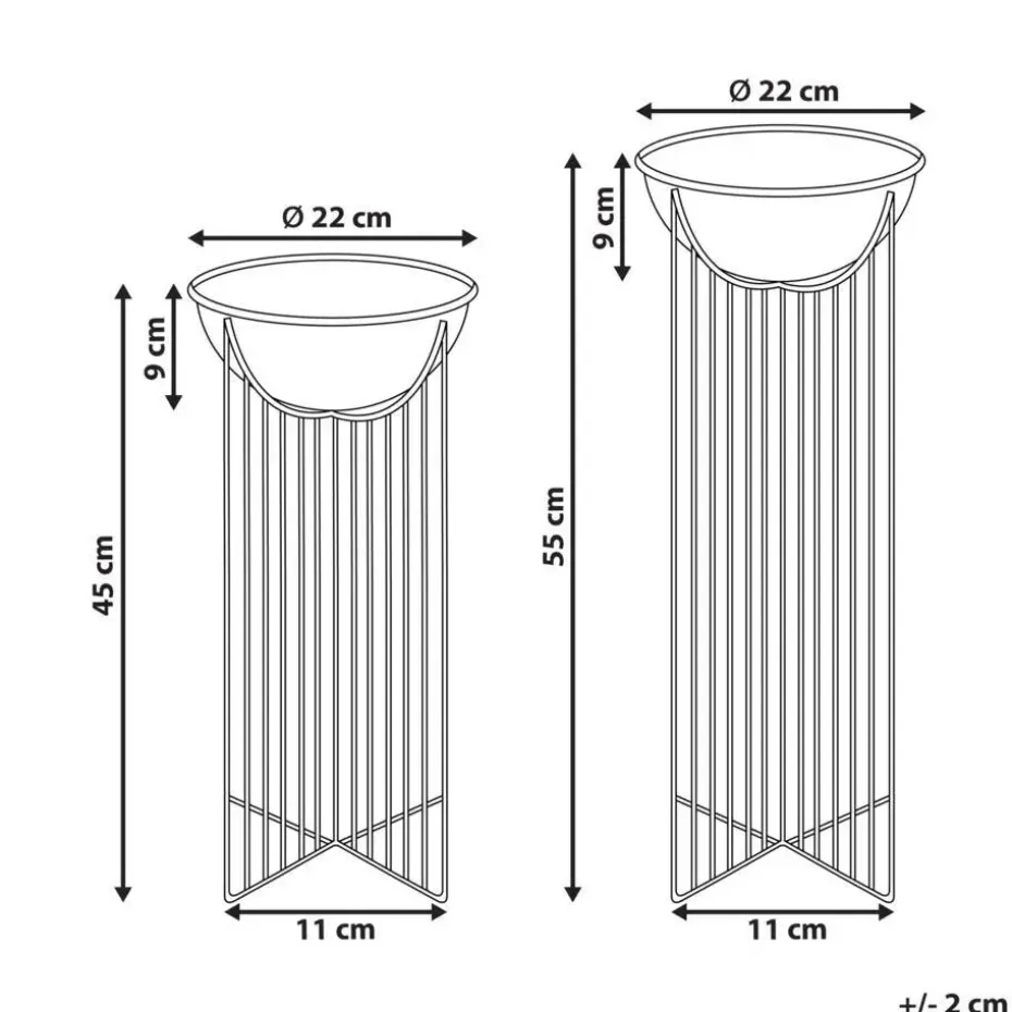 FICARIA - Bloempot set van 2 - Zwart - Metaal