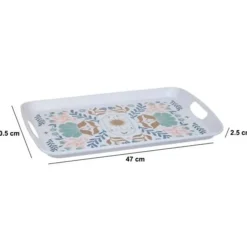 5Five Design dienblad van melamine - 47 x 30 cm - flowers print wit