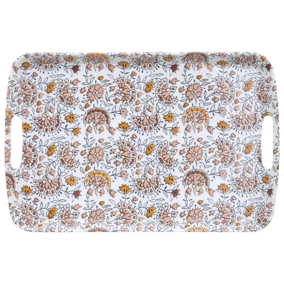 5Five Design dienblad van melamine - 47 x 30 cm - flowers print wit