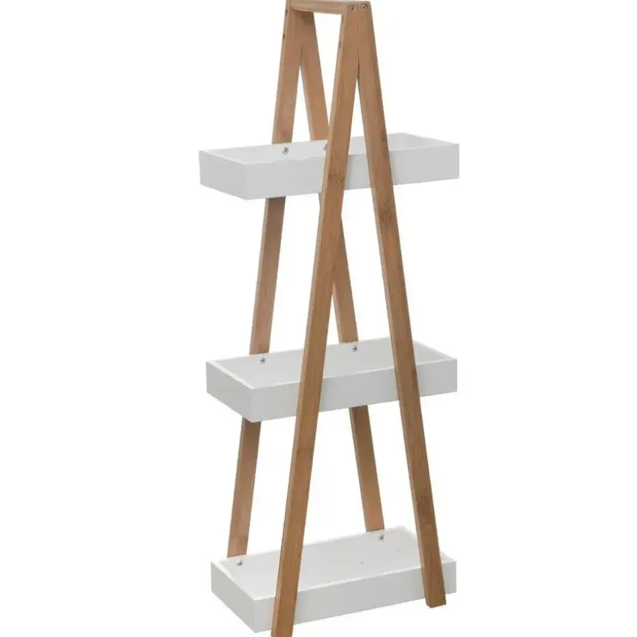 5Five Doucherekje/badkamerrekje - bamboe - 3 lagen - 30 x 18 x 82 cm