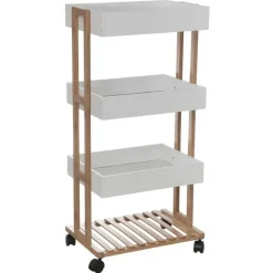 5Five Doucherekje/badkamerrekje - bamboe - 4 lagen - 40 x 30 x 87 cm