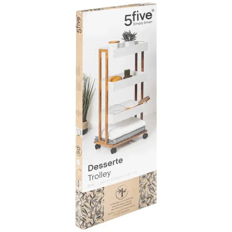 5Five Doucherekje/badkamerrekje - bamboe - 4 lagen - 40 x 30 x 87 cm